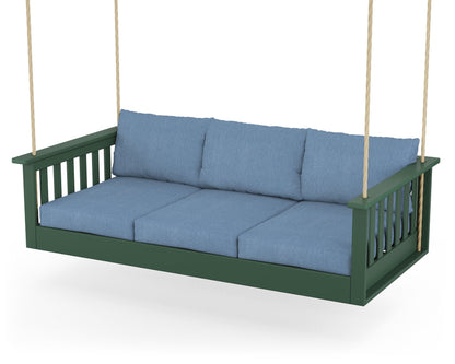 POLYWOOD® Vineyard Daybed Swing in Green / Sky Blue