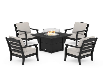 Draper James™ by  POLYWOOD® Savannah 5-Piece Deep Seating Set with Fire Pit Table in Black / Cast Ash