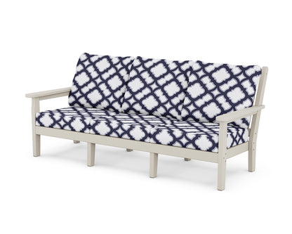 POLYWOOD® Chippendale Deep Seating Sofa in Sand / Trellis Navy