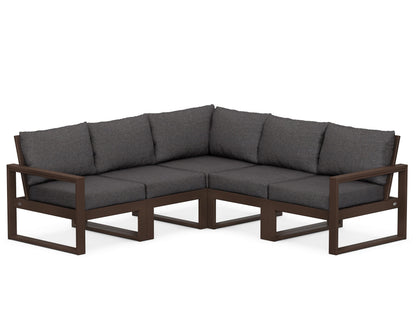 POLYWOOD® EDGE 5-Piece Modular Deep Seating Set in Mahogany / Ash Charcoal