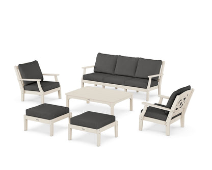 Martha Stewart by POLYWOOD® Chinoiserie 6-Piece Lounge Sofa Set in Sand / Spectrum Carbon