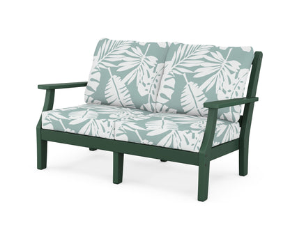 Martha Stewart by POLYWOOD® Chinoiserie Deep Seating Loveseat in Green / Leaf Glacier Spa