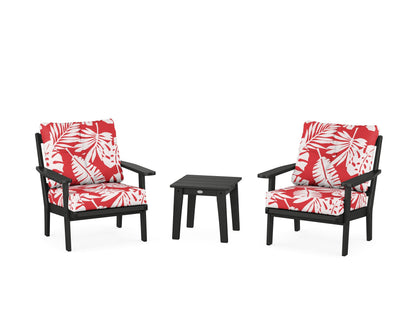 POLYWOOD® Oxford 3-Piece Deep Seating Set in Black / Leaf Crimson