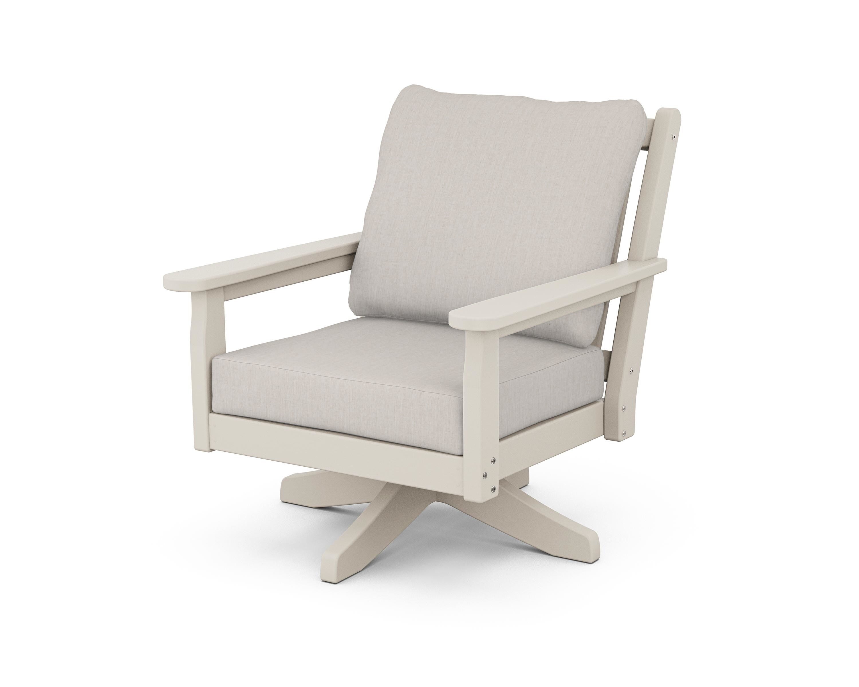 POLYWOOD® Chippendale Deep Seating Swivel Chair in Sand / Cast Ash