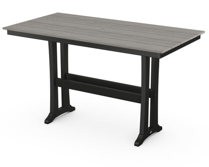 POLYWOOD® Farmhouse Trestle 37" x 72" Bar Table in Black / Driftwood