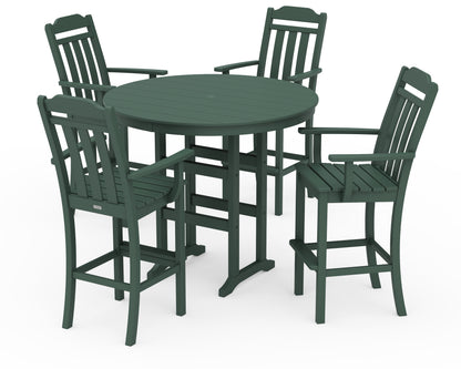Country Living Cottage 5-Piece Round Farmhouse Bar Set in Green