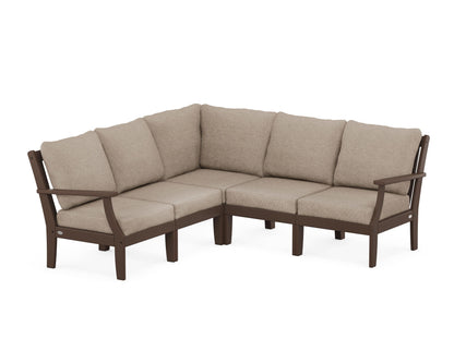 POLYWOOD® Braxton Modular 5-Piece Deep Seating Set in Mahogany / Spiced Burlap