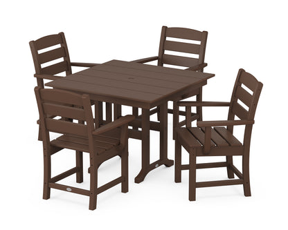 POLYWOOD® Lakeside 5-Piece Farmhouse Dining Set in Mahogany