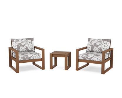 POLYWOOD® EDGE Sectional 3-Piece Deep Seating Set in Teak / Leaf Grey Mist
