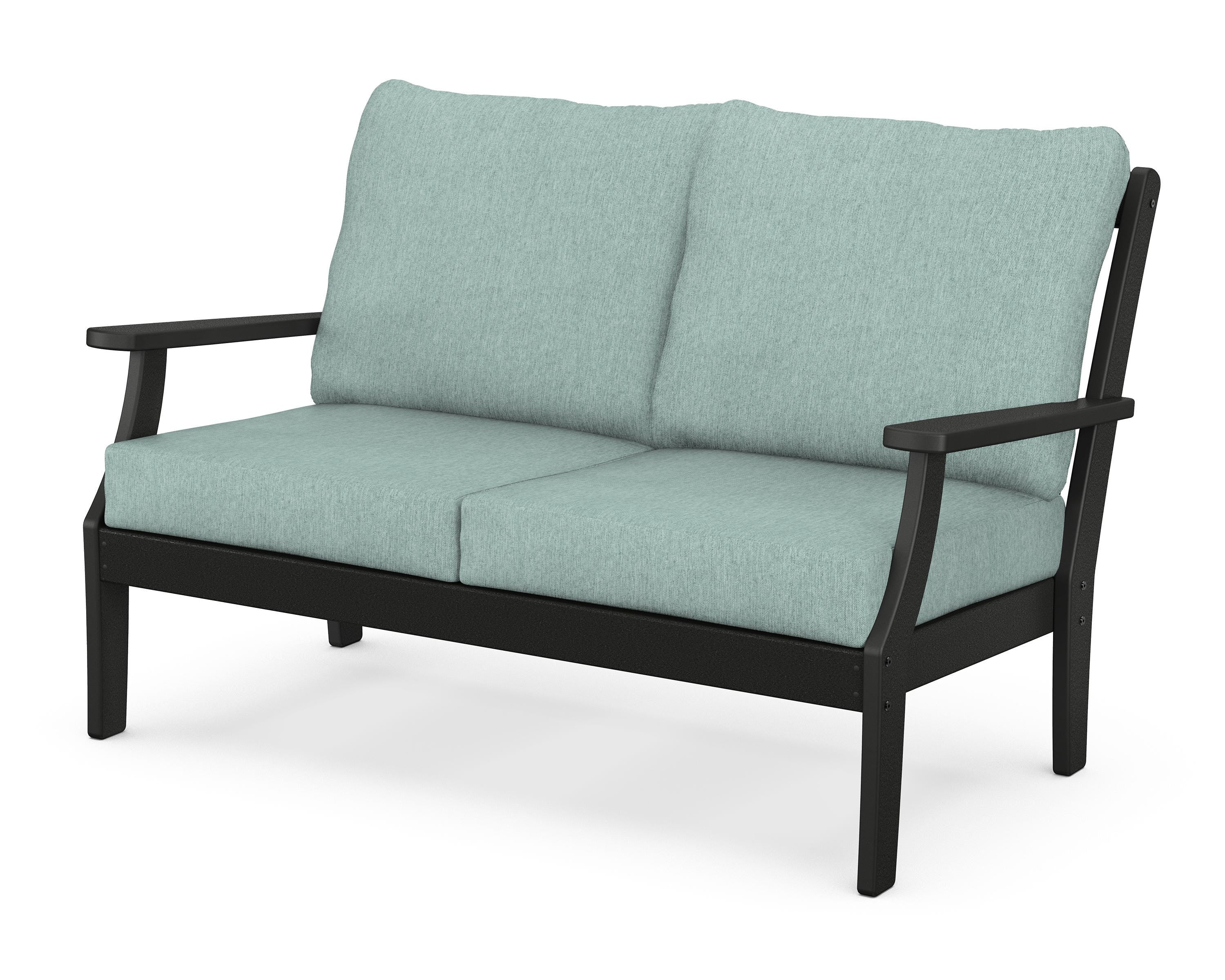 POLYWOOD® Braxton Deep Seating Loveseat in Black / Glacier Spa