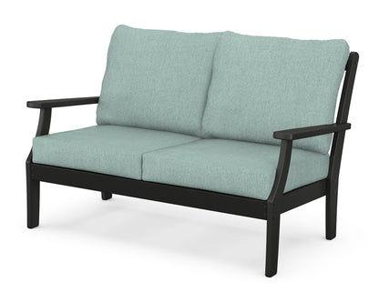 POLYWOOD® Braxton Deep Seating Loveseat in Black / Glacier Spa