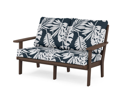 POLYWOOD® Prairie Deep Seating Loveseat in Mahogany / Leaf Marine Indigo