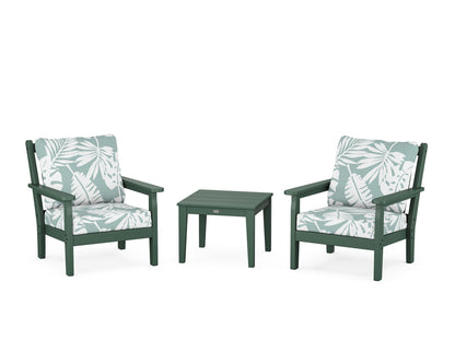 POLYWOOD® Chippendale 3-Piece Deep Seating Set in Green / Leaf Glacier Spa