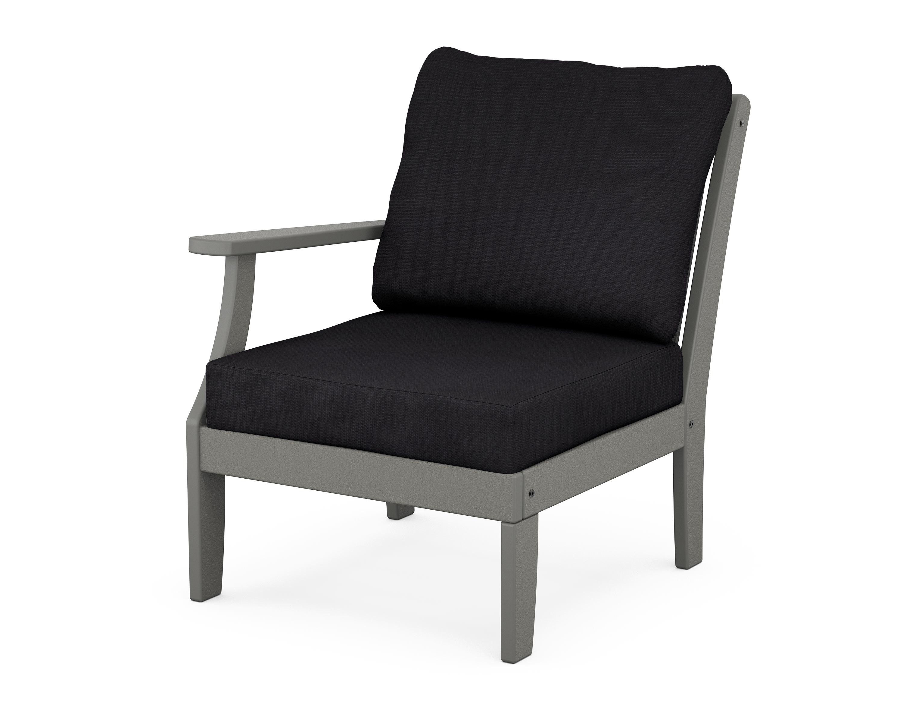 POLYWOOD® Braxton Modular Left Arm Chair in Slate Grey / Midnight Linen