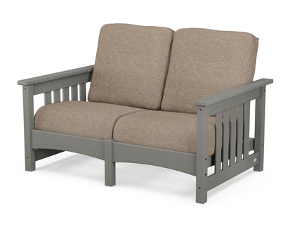 POLYWOOD® Club Mission Loveseat in Slate Grey / Spiced Burlap