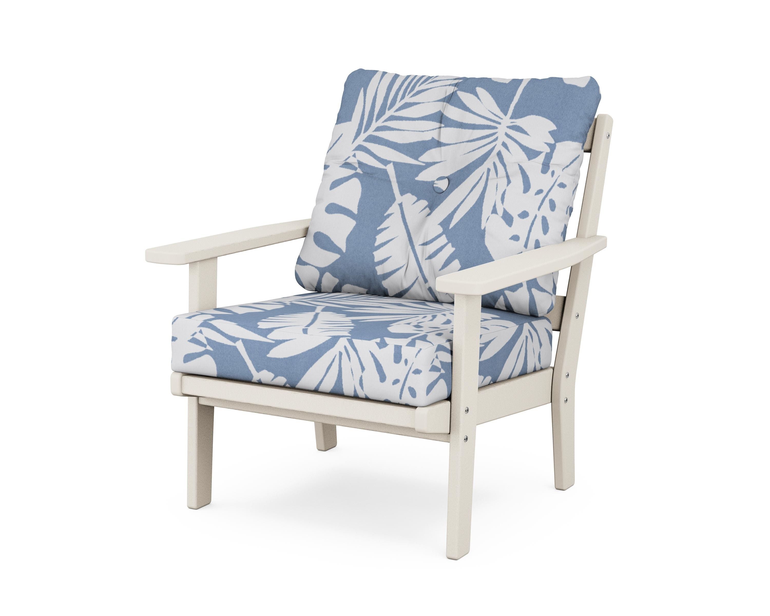 POLYWOOD® Prairie Deep Seating Chair in Sand / Leaf Sky Blue