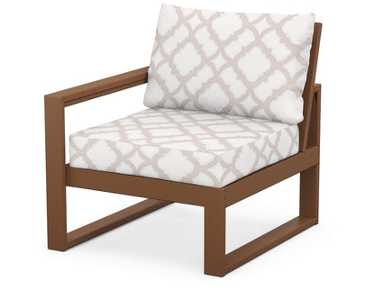 POLYWOOD® EDGE Modular Left Arm Chair in Teak / Trellis Dune Burlap