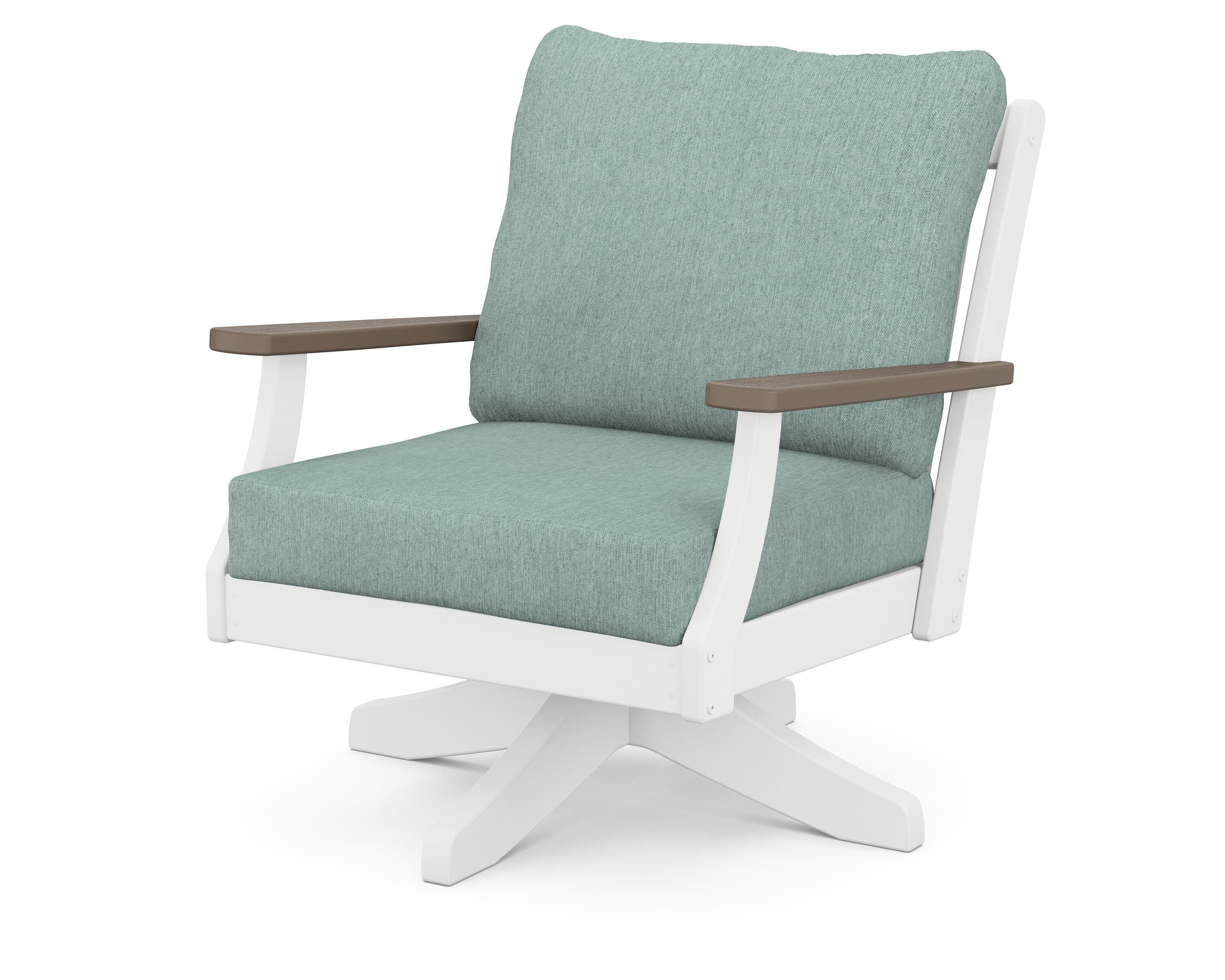 POLYWOOD® Braxton Deep Seating Swivel Chair in White / Kona / Glacier Spa