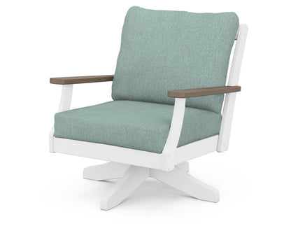 POLYWOOD® Braxton Deep Seating Swivel Chair in White / Kona / Glacier Spa