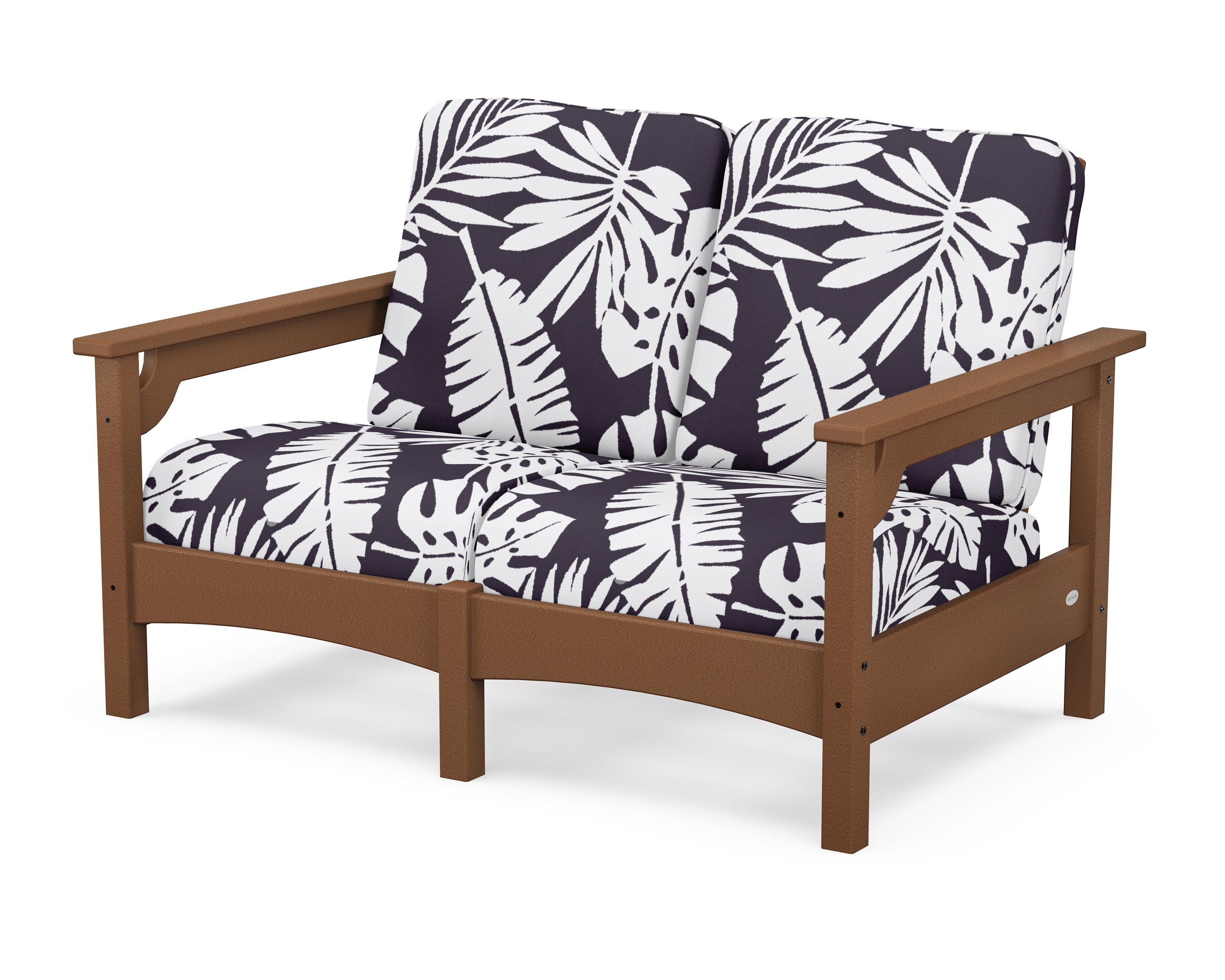 POLYWOOD® Club Loveseat in Teak / Leaf Navy