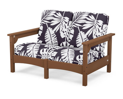 POLYWOOD® Club Loveseat in Teak / Leaf Navy