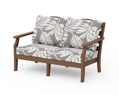 Draper James™ by  POLYWOOD® Savannah Deep Seating Loveseat in Teak / Leaf Grey Mist