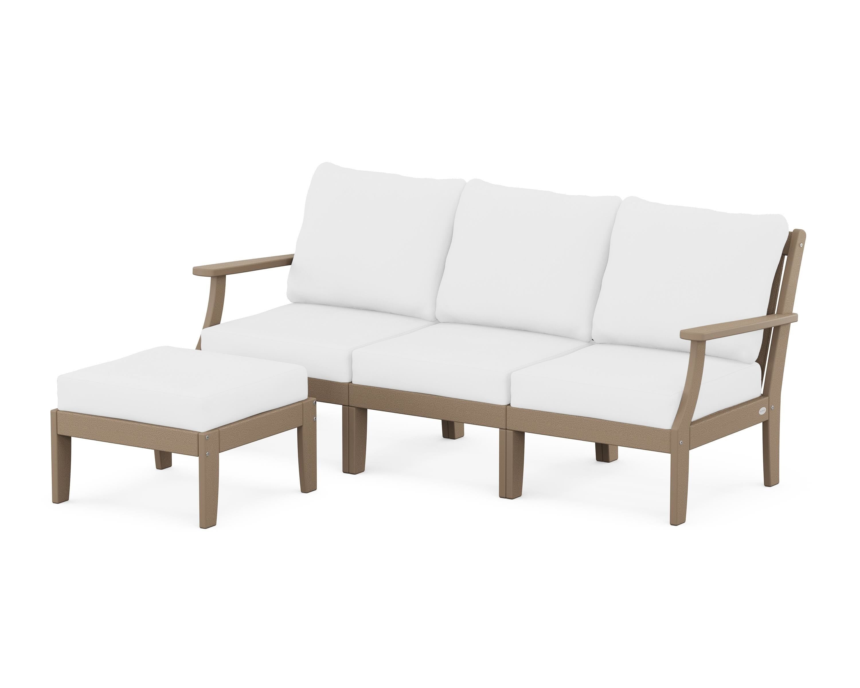 POLYWOOD® Braxton Modular 4-Piece Deep Seating Set with Ottoman in Vintage Sahara / Natural