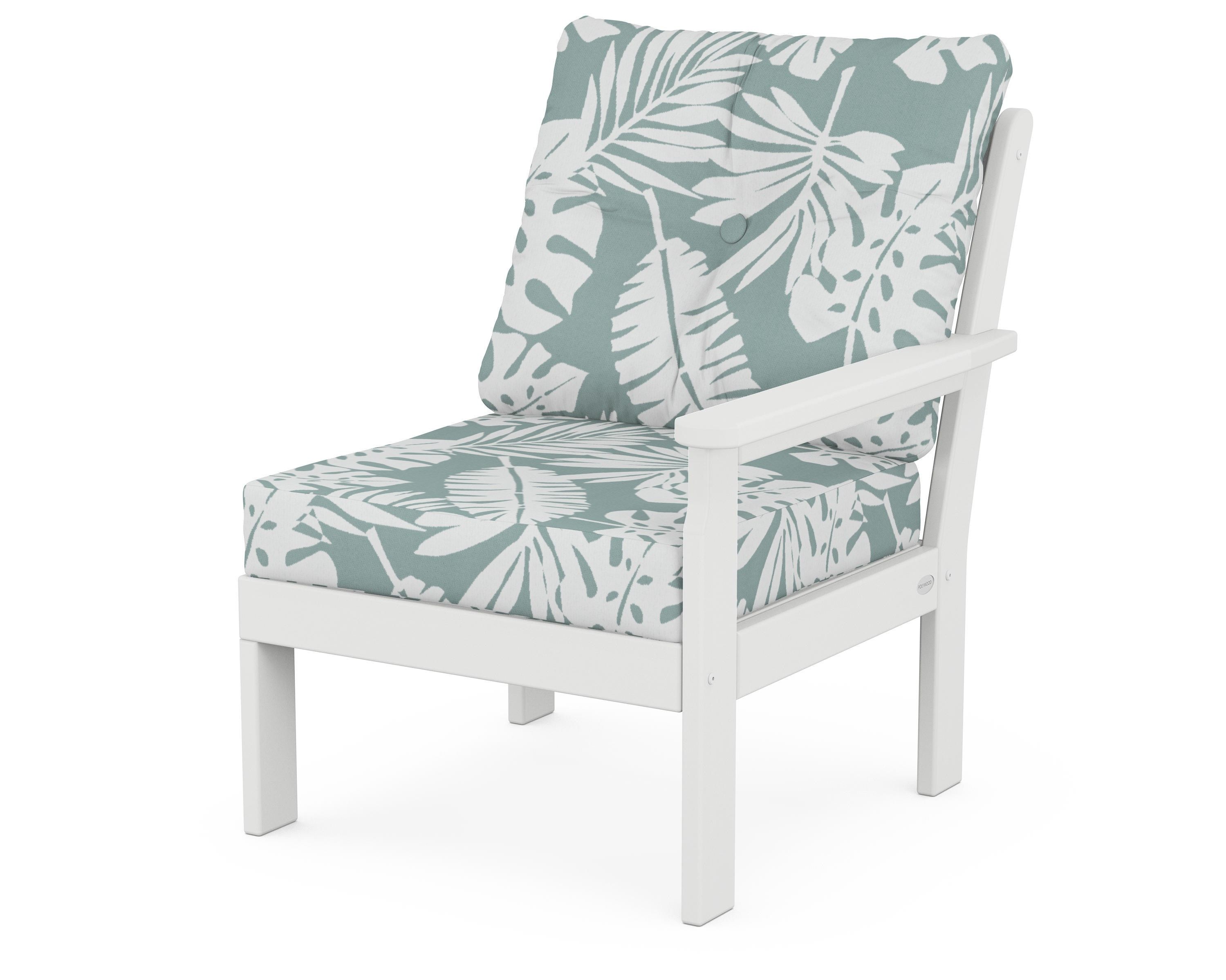 POLYWOOD® Vineyard Modular Right Arm Chair in White / Leaf Glacier Spa