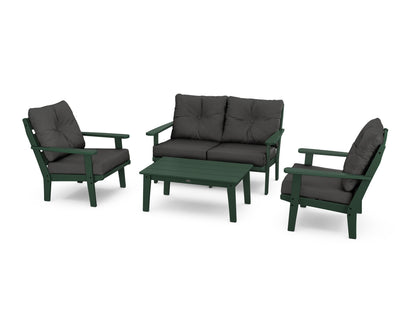 POLYWOOD® Lakeside 4-Piece Deep Seating Set in Green / Spectrum Carbon