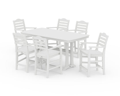 Draper James™ by  POLYWOOD® Savannah Arm Chair 7-Piece Counter Set with Trestle Legs in White