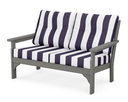 POLYWOOD® Vineyard Deep Seating Loveseat in Slate Grey / Cabana Stripe Navy