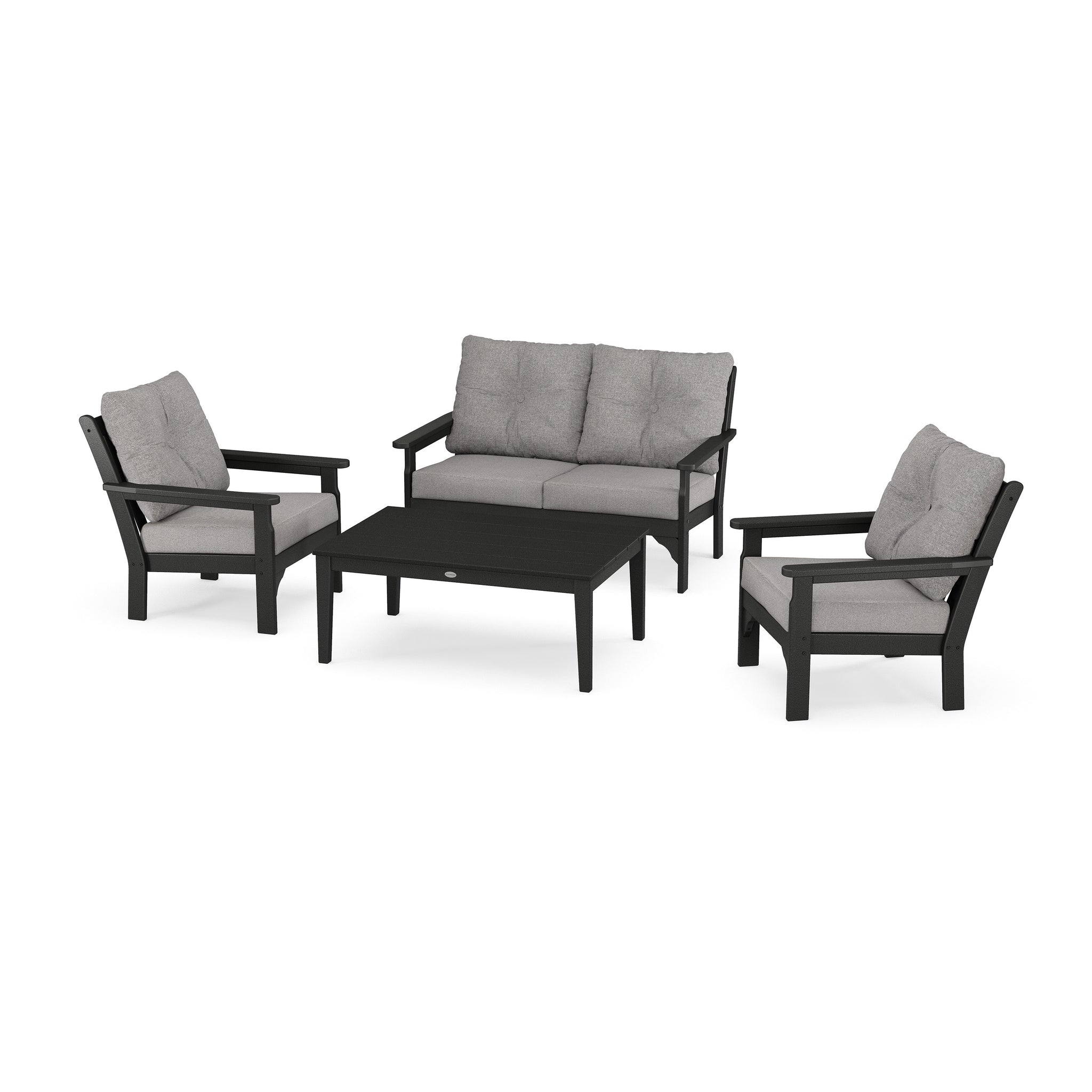 Vineyard 4 Piece Deep Seating Set - Black