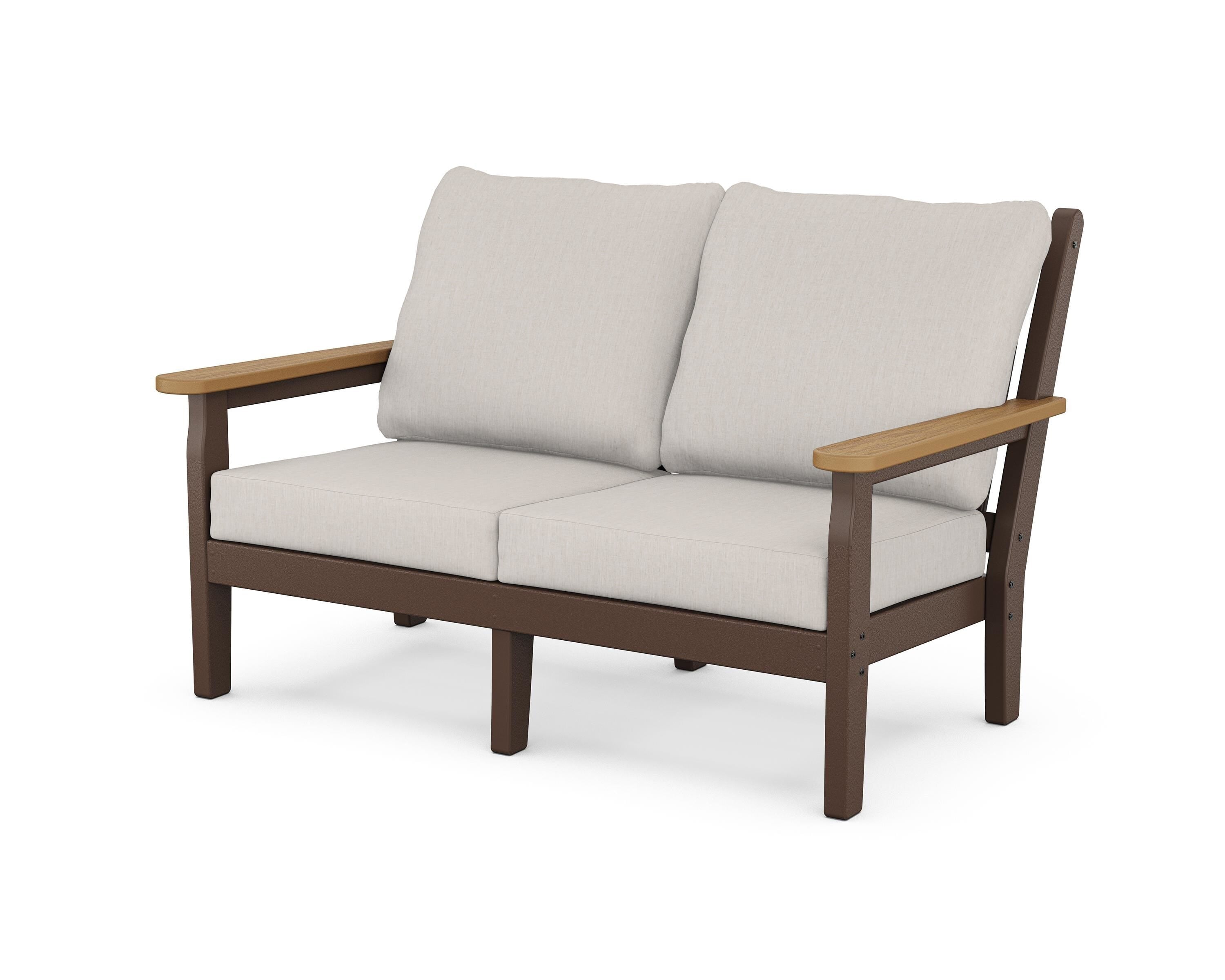 POLYWOOD® Chippendale Deep Seating Loveseat in Mahogany / Natural / Cast Ash