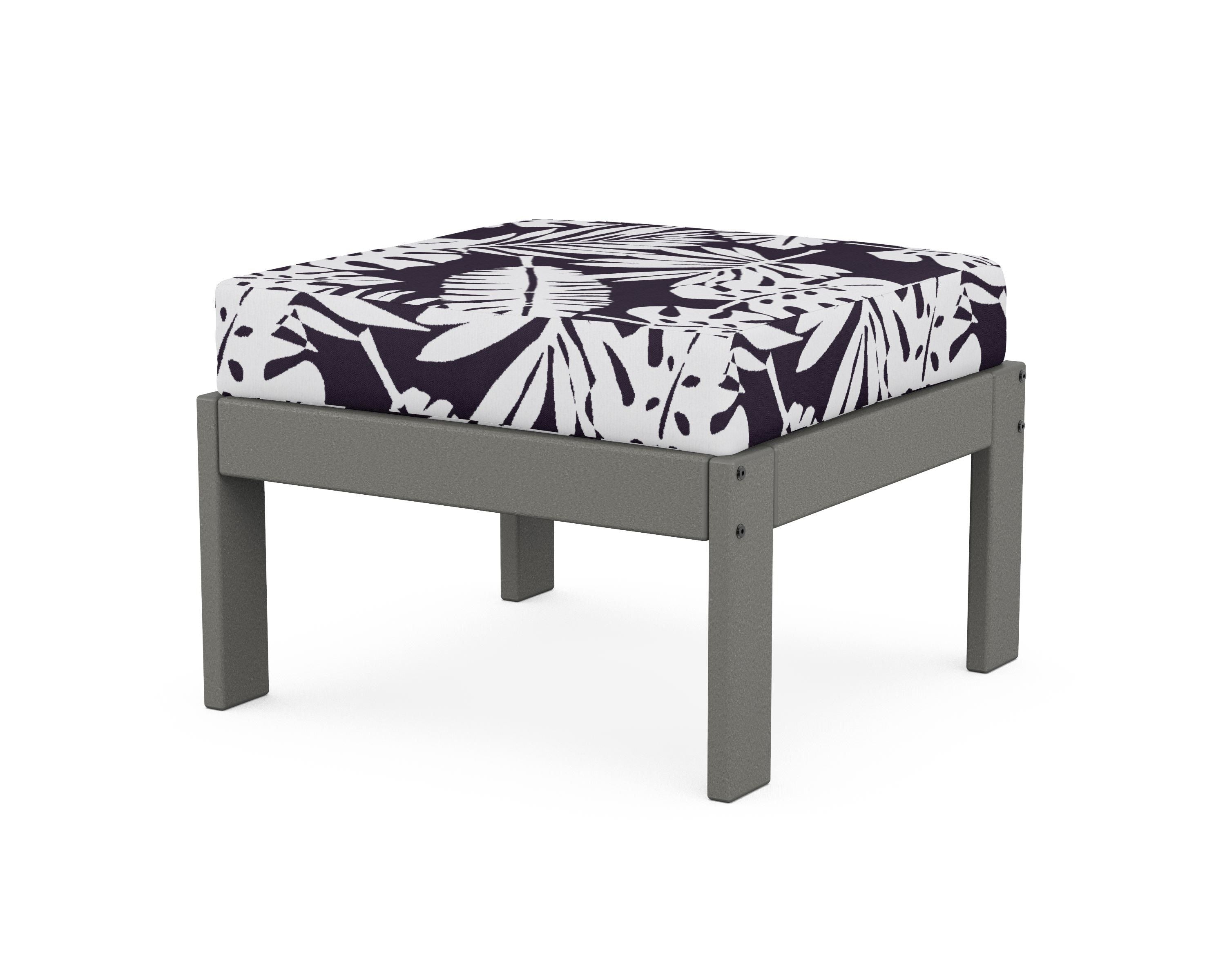 POLYWOOD® Vineyard Modular Ottoman in Slate Grey / Leaf Navy