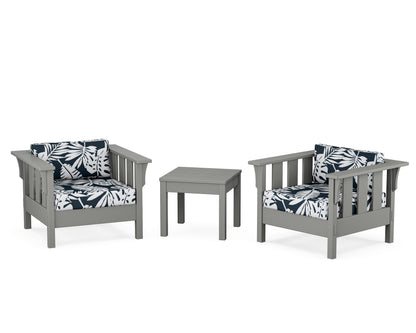 Martha Stewart by POLYWOOD® Acadia 3-Piece Deep Seating Set in Slate Grey / Leaf Marine Indigo