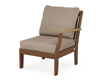 POLYWOOD® Braxton Modular Right Arm Chair in Teak / Natural / Spiced Burlap