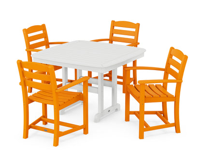 POLYWOOD® La Casa Café 5-Piece Dining Set with Trestle Legs in Tangerine / White