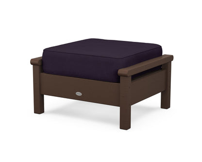 POLYWOOD® Harbour Deep Seating Ottoman in Mahogany / Navy Linen
