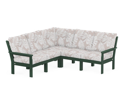 POLYWOOD® Vineyard 5-Piece Sectional in Green / Leaf Dune Burlap
