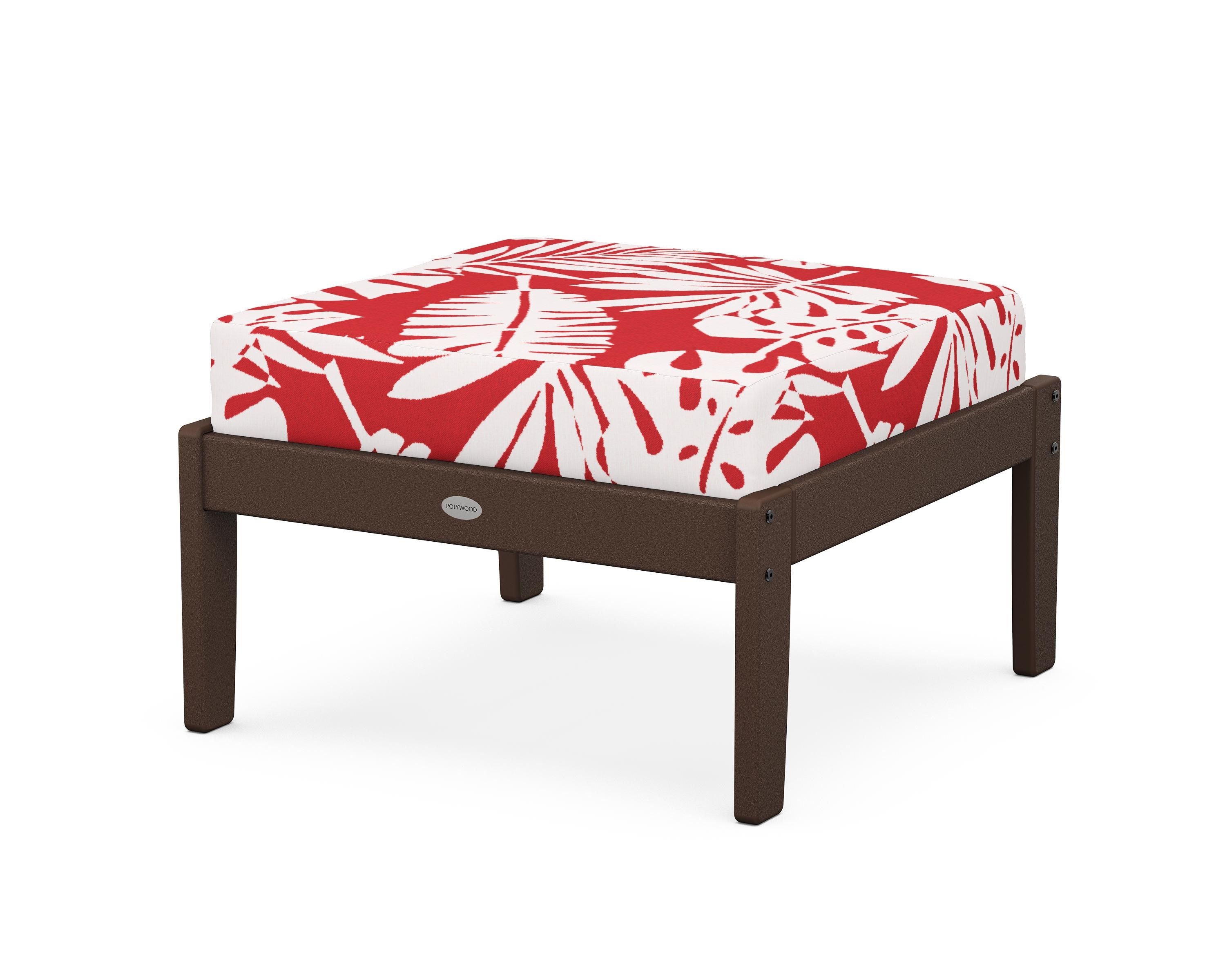 POLYWOOD® Braxton Deep Seating Ottoman in Mahogany / Leaf Crimson