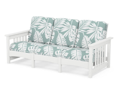 POLYWOOD® Club Mission Sofa in White / Leaf Glacier Spa