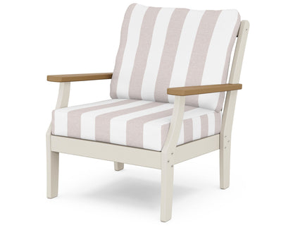 POLYWOOD® Braxton Deep Seating Chair in Sand / Natural / Cabana Stripe Dune Burlap