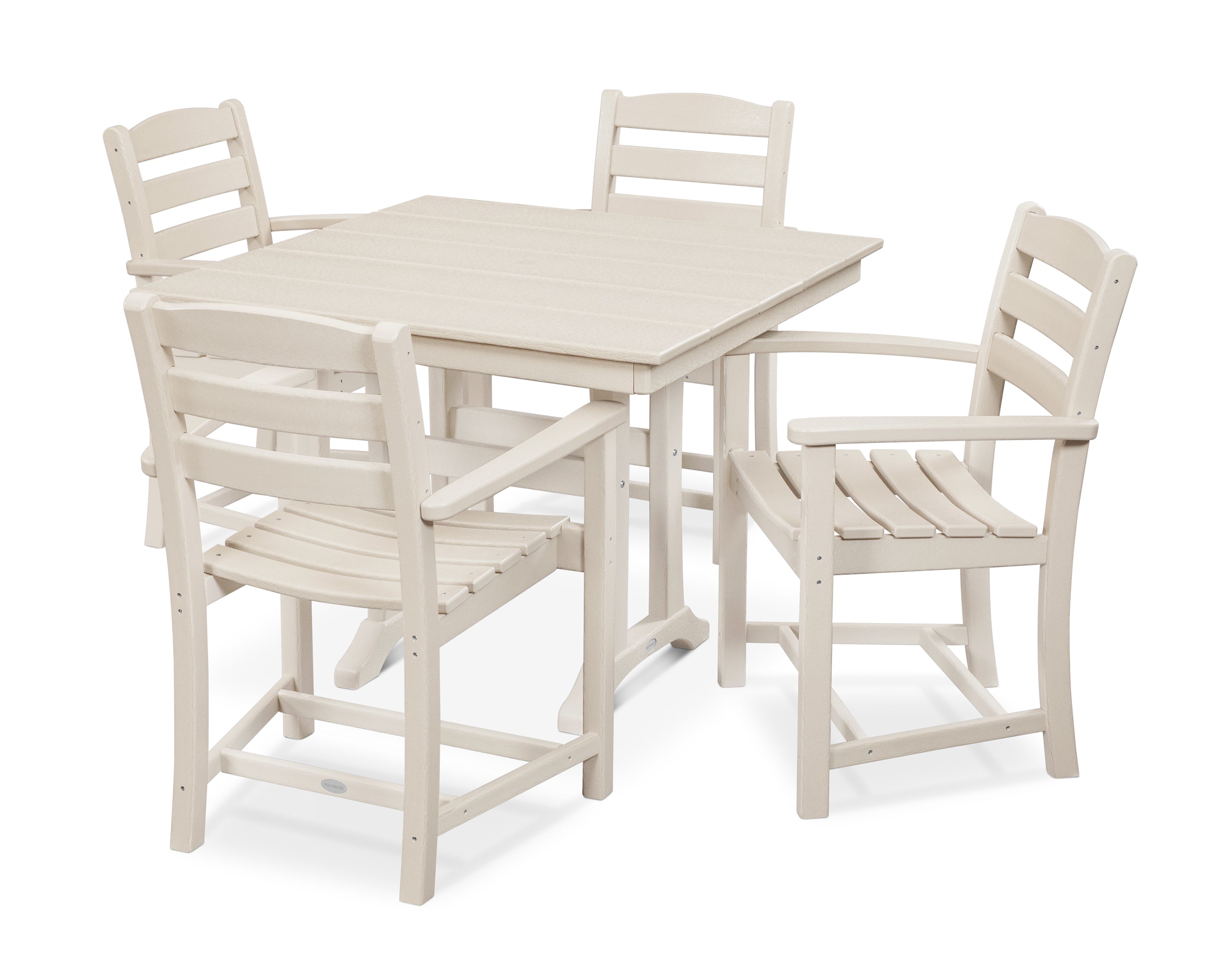 POLYWOOD® La Casa Café 5-Piece Farmhouse Trestle Arm Chair Dining Set in Sand