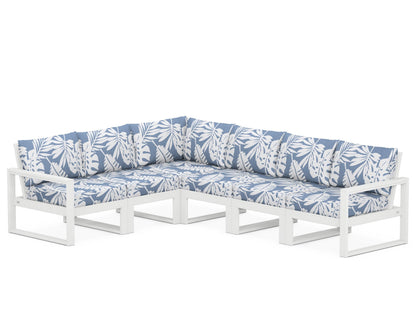 POLYWOOD® EDGE 6-Piece Modular Deep Seating Set in White / Leaf Sky Blue