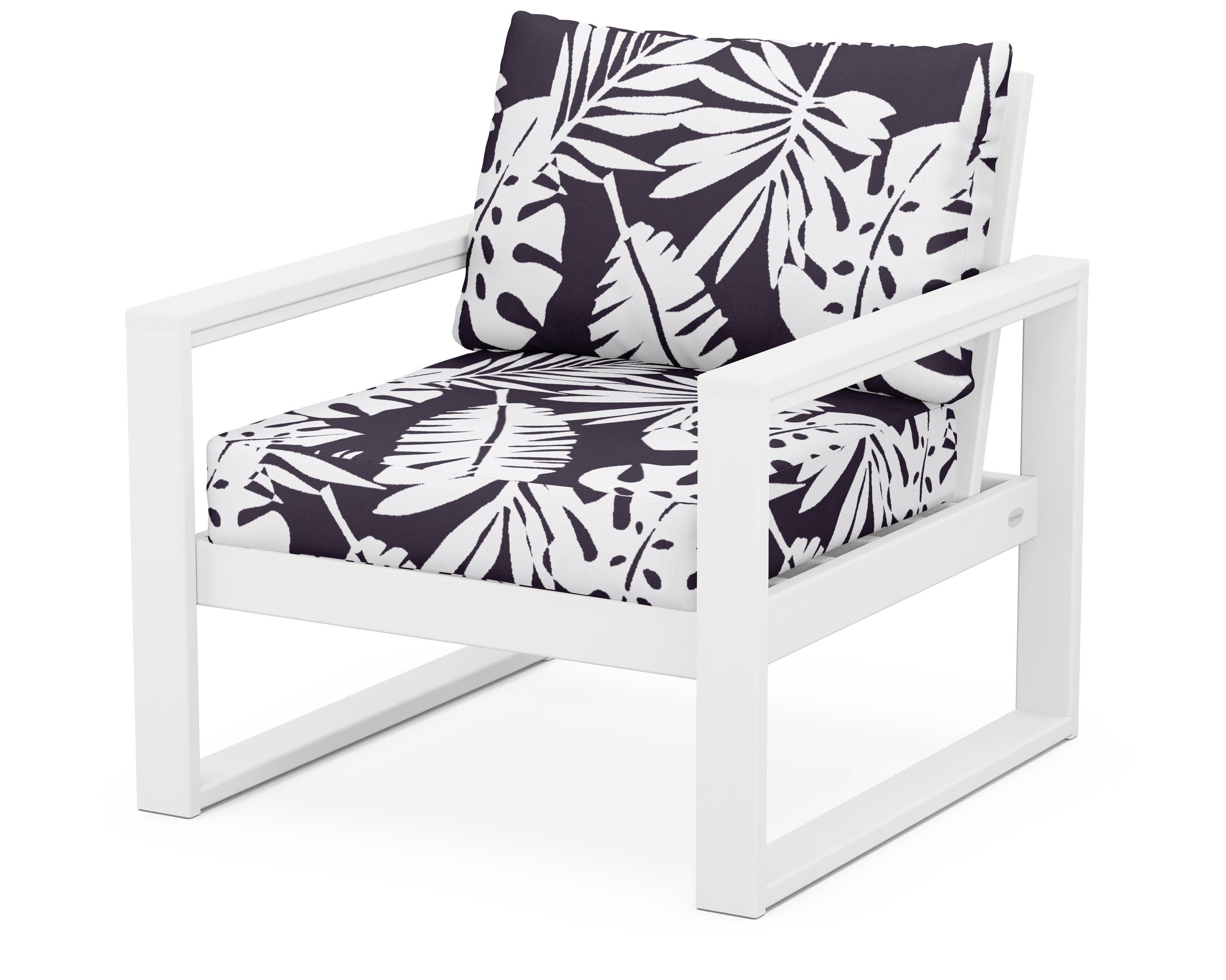 POLYWOOD® EDGE Club Chair in White / Leaf Navy