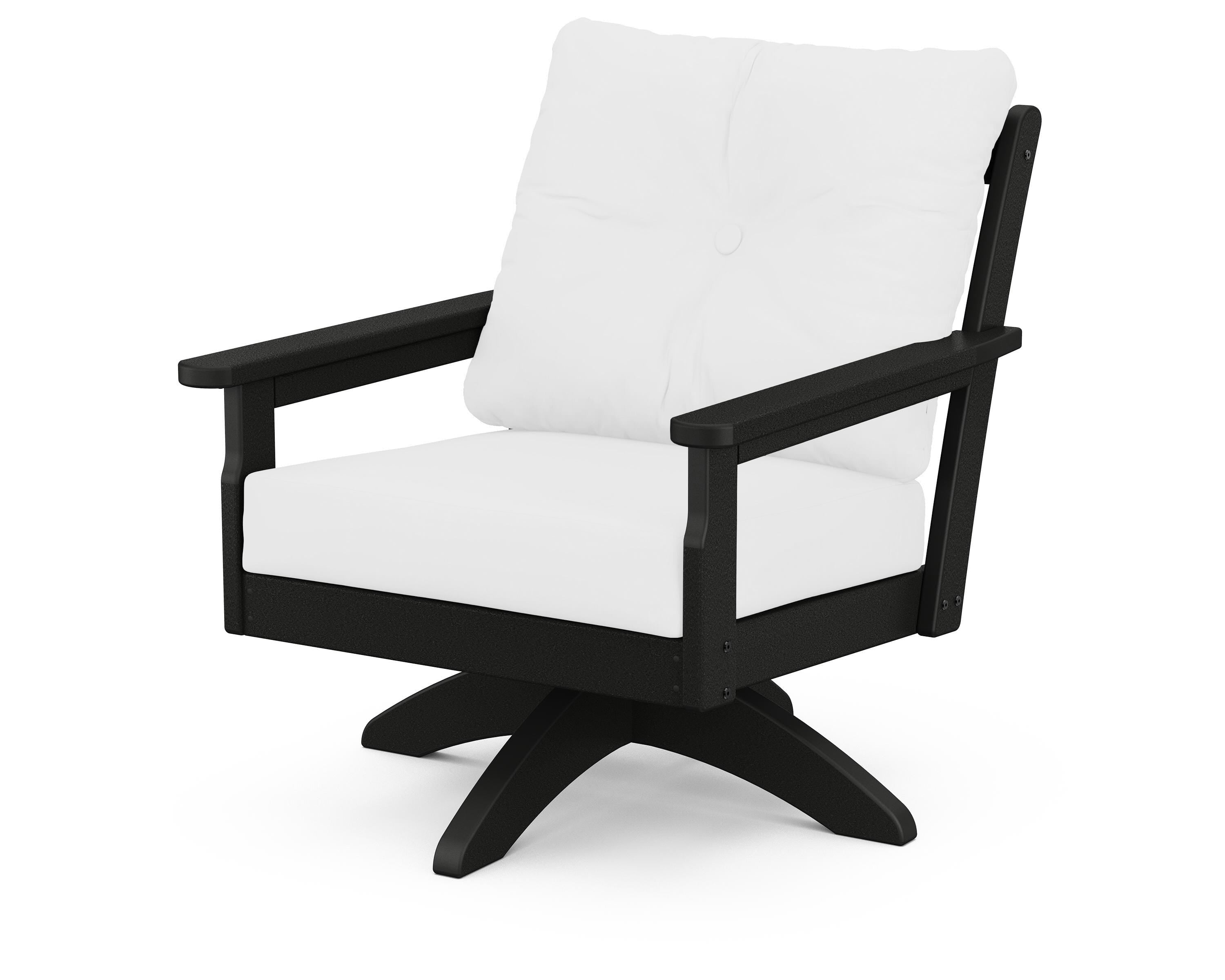 POLYWOOD® Vineyard Deep Seating Swivel Chair in Black / Natural