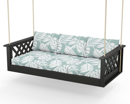 Country Living Wovendale Daybed Swing in Black / Leaf Glacier Spa