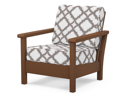 POLYWOOD® Harbour Deep Seating Chair in Teak / Trellis Grey Mist