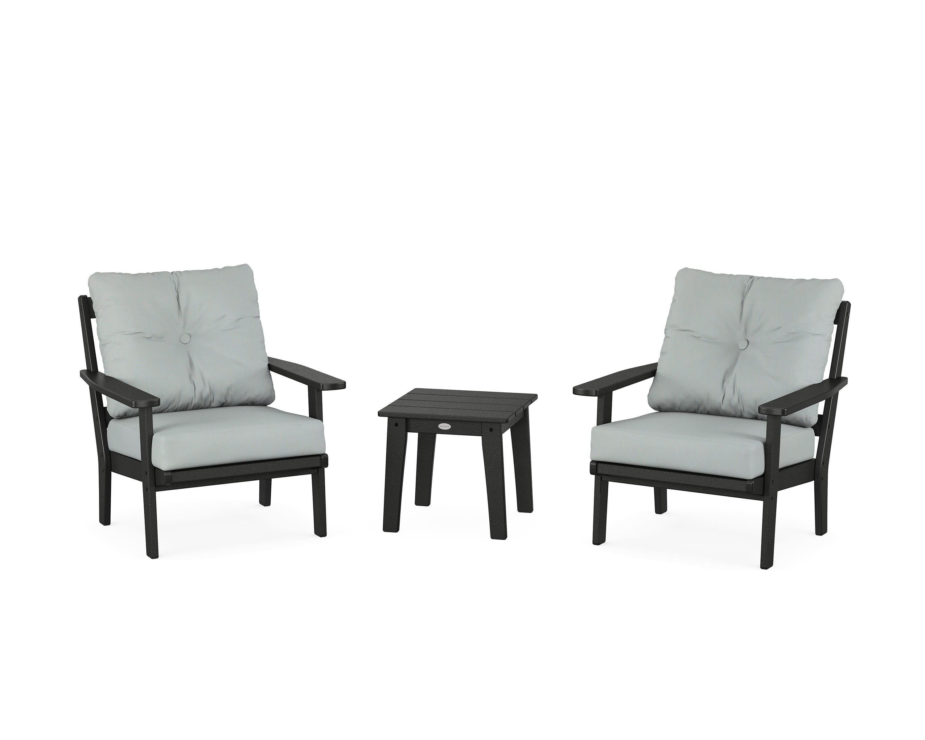 POLYWOOD® Prairie 3-Piece Deep Seating Set in Black / Spa