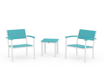 POLYWOOD® Main Street 3-Piece Lounge Chair Set in White / Aruba